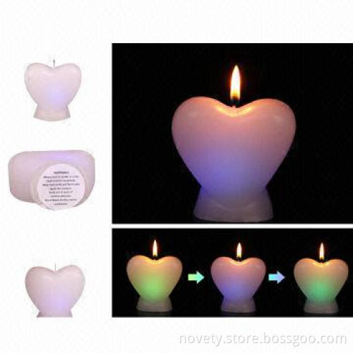LED Heart Candle, Real Smokeless Wax Candles Really Change Colors when Lit